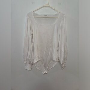Pre-Owned MD Jorasob White Long Sleeve Flowy Bodysuit